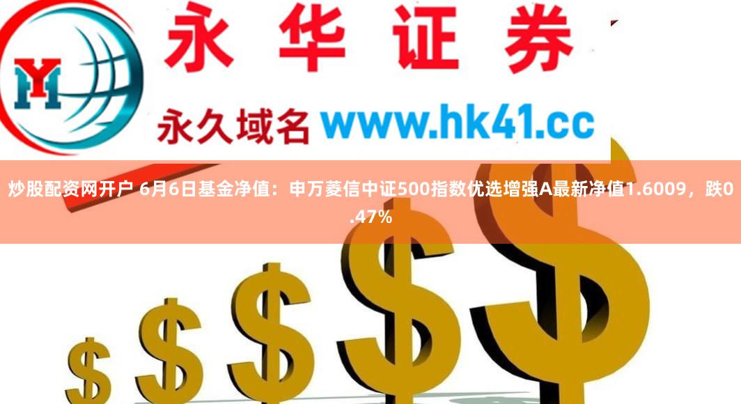 炒股配资网开户 6月6日基金净值：申万菱信中证500指数优选增强A最新净值1.6009，跌0.47%